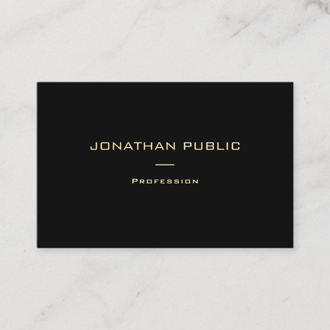Professional Trendy Modern Elegant Gold Name Business Card (Front)