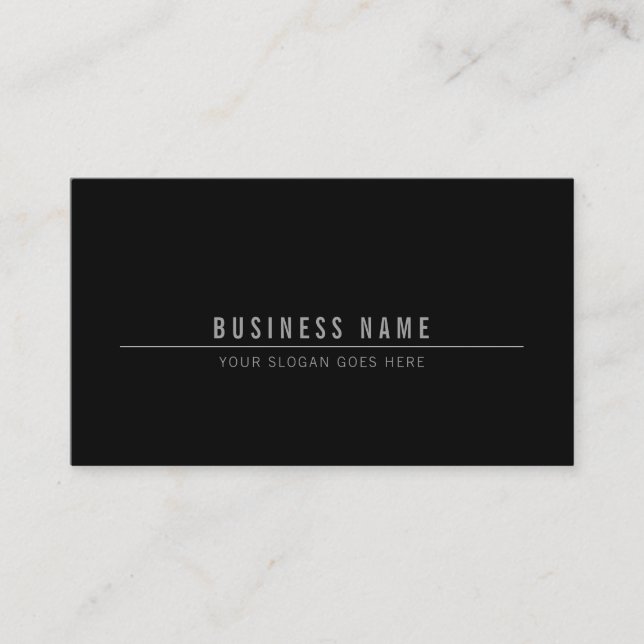 Professional Trendy Sleek Modern Plain Black White Business Card (Front)