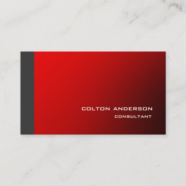 Professional Trendy Style Grey Red Impressive Business Card (Front)