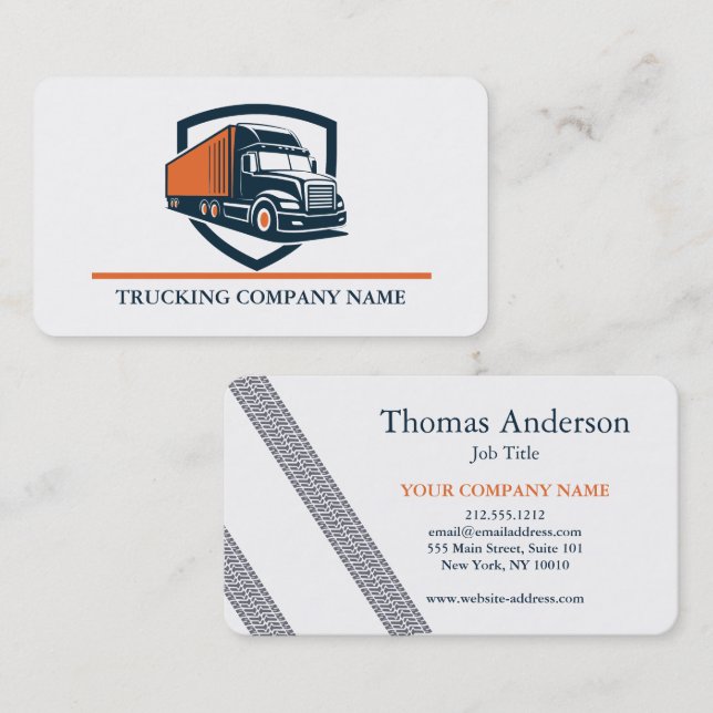 Professional Trucking Driver Simple Modern Logo Business Card (Front/Back)