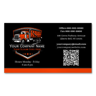 Professional Trucking Hauling Company QR Code Magnetic Business Card