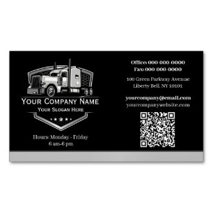 Professional Trucking Hauling Company QR Code Magnetic Business Card