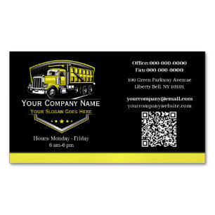 Professional Trucking Hauling Company QR Code Magnetic Business Card