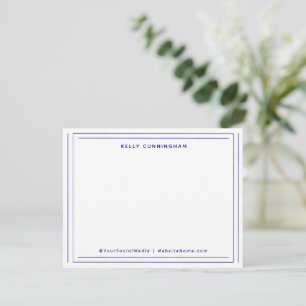 Professional Two Border Monogram Dark Blue Flat Card
