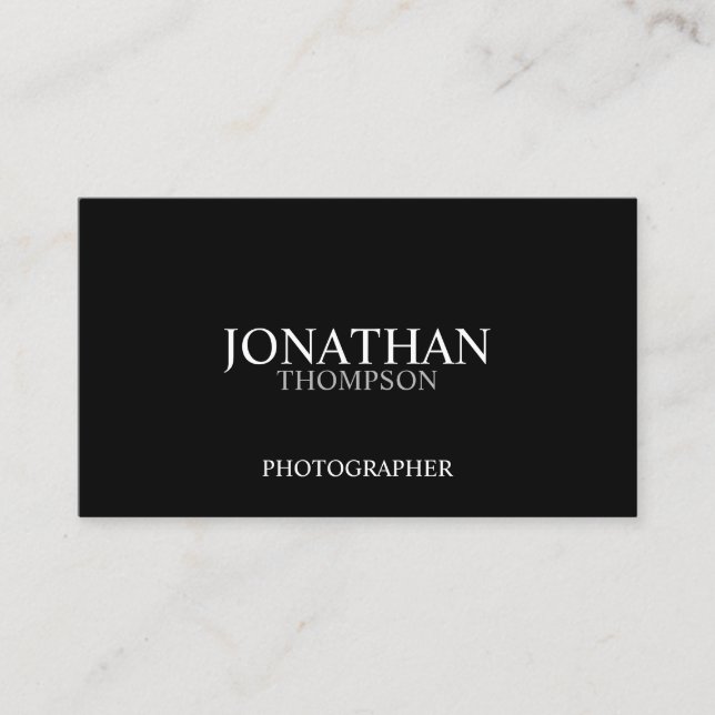 Professional Two Tone Black and White Business Card (Front)