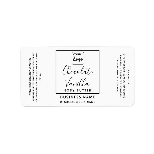 Professional typography black white logo product   label (Front)