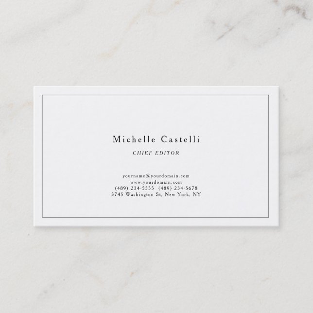 Professional Unique Classical Plain Black White Business Card (Front)