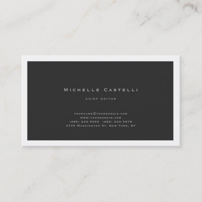 Professional Unique Classical Plain Black White Business Card (Front)