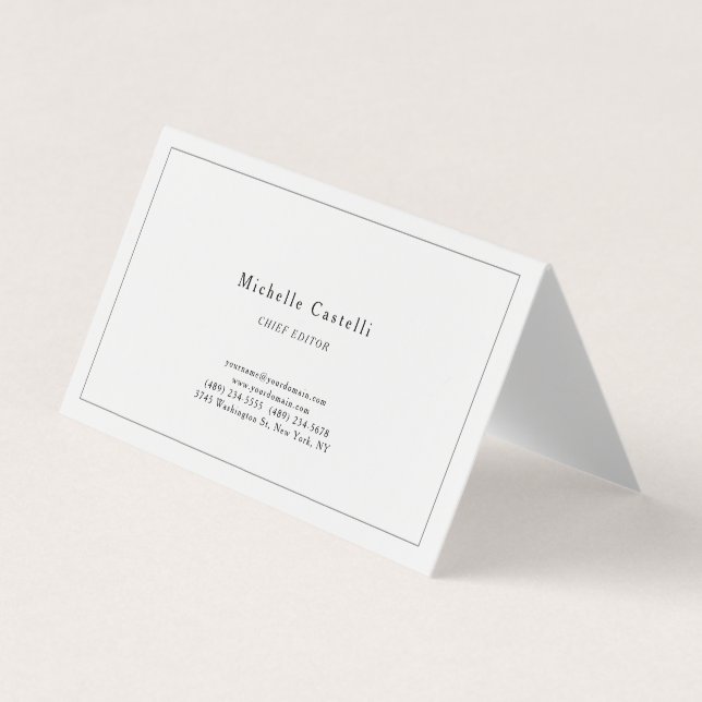 Professional Unique Classical Plain Black White Business Card (Front)