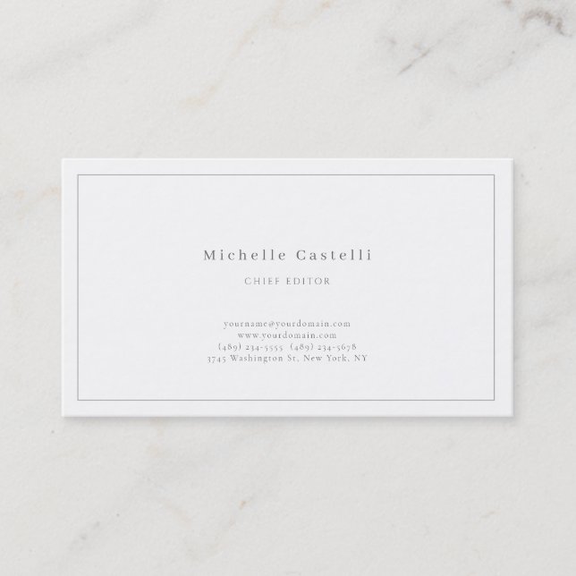 Professional Unique Classical Plain Black White Business Card (Front)