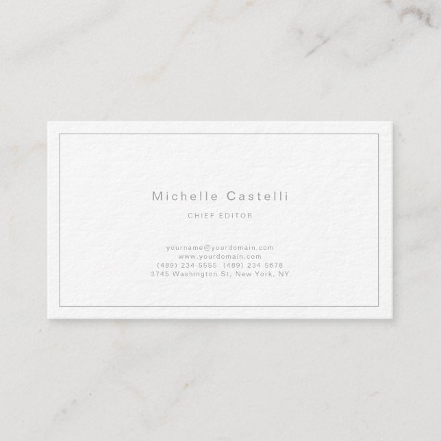 Professional Unique Classical Plain Black White Business Card (Front)