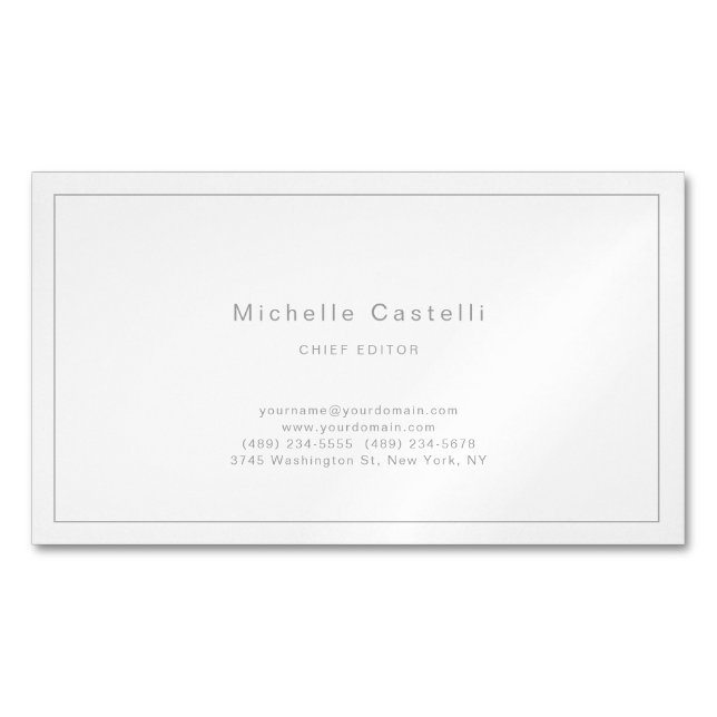 Professional Unique Classical Plain Black White Magnetic Business Card (Front)