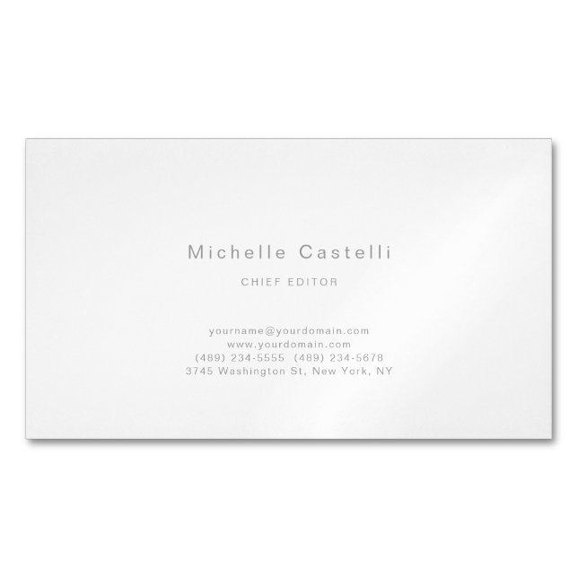 Professional Unique Classical Plain Black White Magnetic Business Card (Front)
