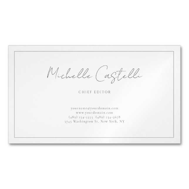 Professional Unique Classical Plain Black White Magnetic Business Card (Front)