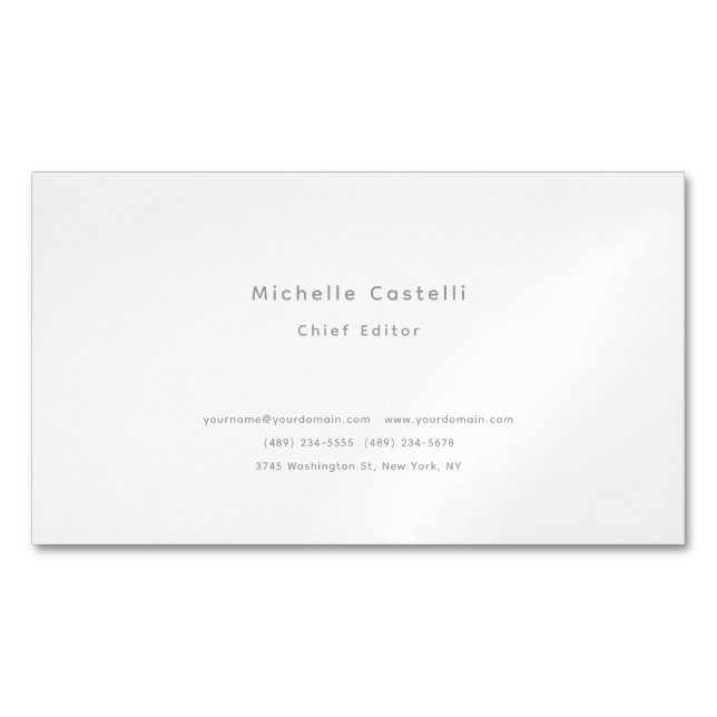 Professional Unique Classical Plain Black White Magnetic Business Card (Front)
