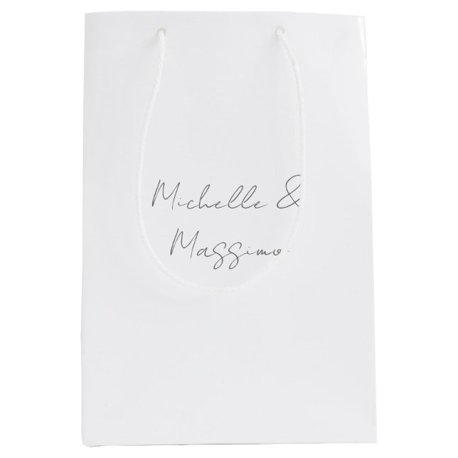 Professional Unique Classical Plain Couple Names Medium Gift Bag (Front)