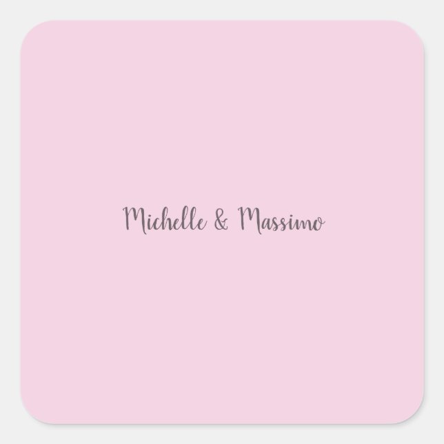 Professional Unique Classical Plain Couple Names Square Sticker (Front)