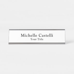 Professional Unique Classical Simple Black White Desk Name Plate