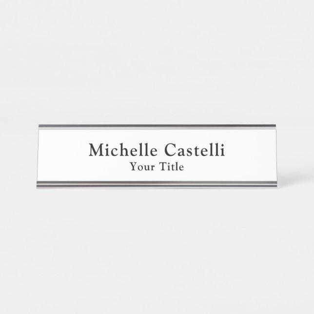 Professional Unique Classical Simple Black White Desk Name Plate (Front)