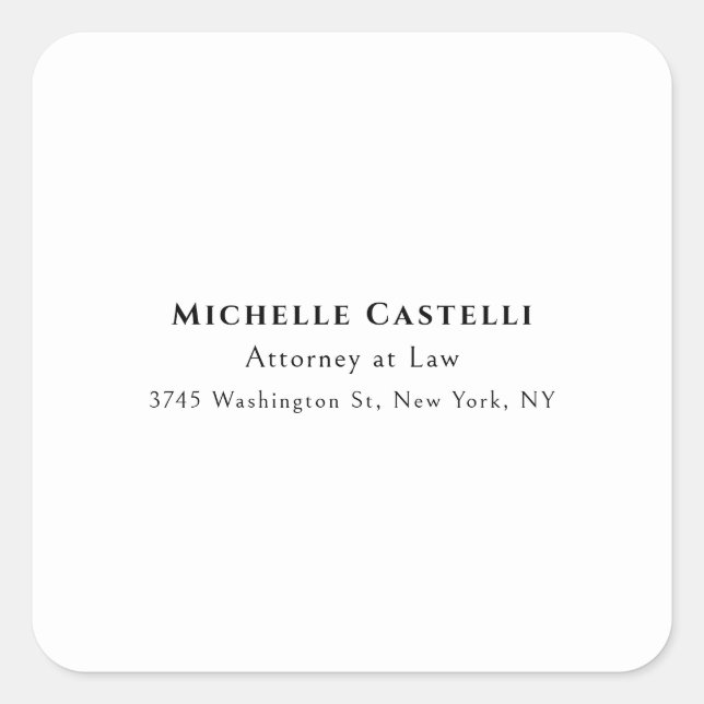 Professional Unique Classical Simple Black & White Square Sticker (Front)