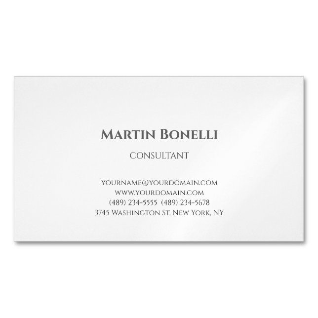 Professional Unique Classical Simple White Magnetic Business Card (Front)