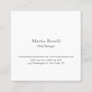 Professional Unique Classical Simple White Square Business Card