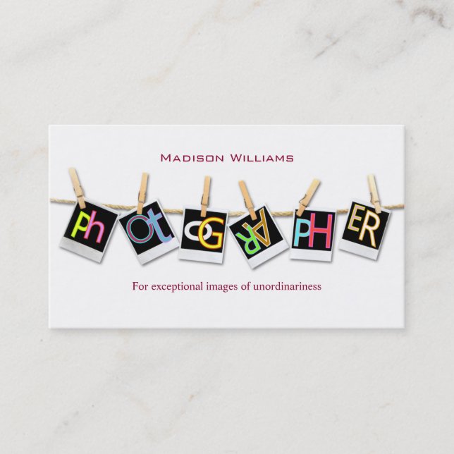 Professional Unique Different Photographer Business Card (Front)