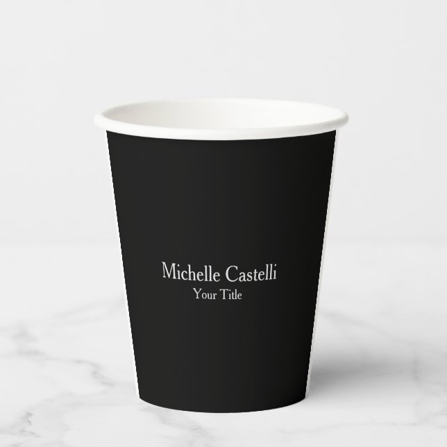 Professional Unique Modern Minimalist Black Grey Paper Cups (Front)