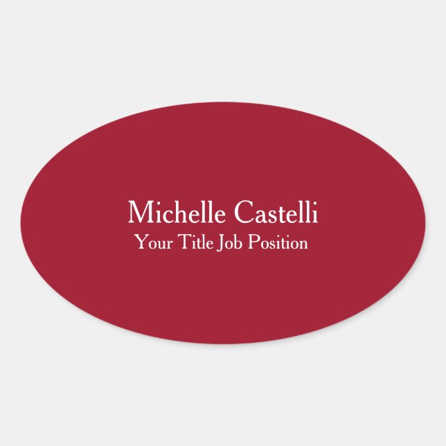Professional Unique Modern Stylish Carmine Red  Oval Sticker (Front)