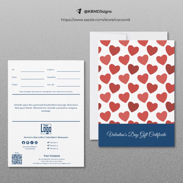 Professional Valentine's Day Gift Certificate (Professional Valentine's Day Gift Certificate, Red and Blue)