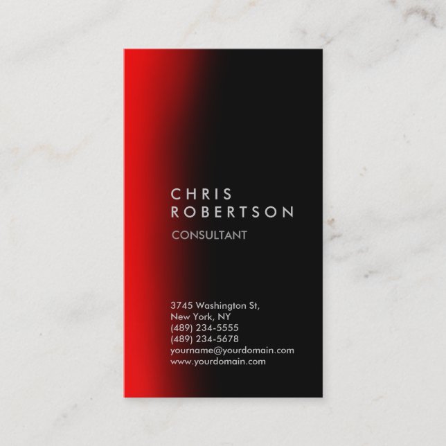 Professional Vertical Red Black Business Card (Front)