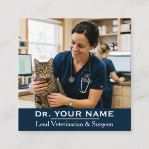 Professional Veterinarian Custom Photo Square Business Card