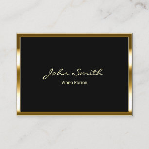 Professional Video Editor Modern Gold Framed Business Card