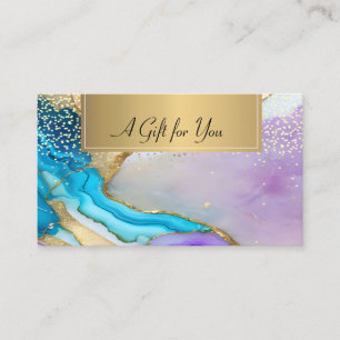 Professional Violet Blue Marble Gold Confetti Discount Card