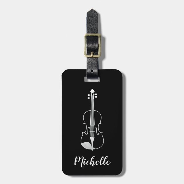 Professional Violin Black White Luggage Tag (Front Vertical)