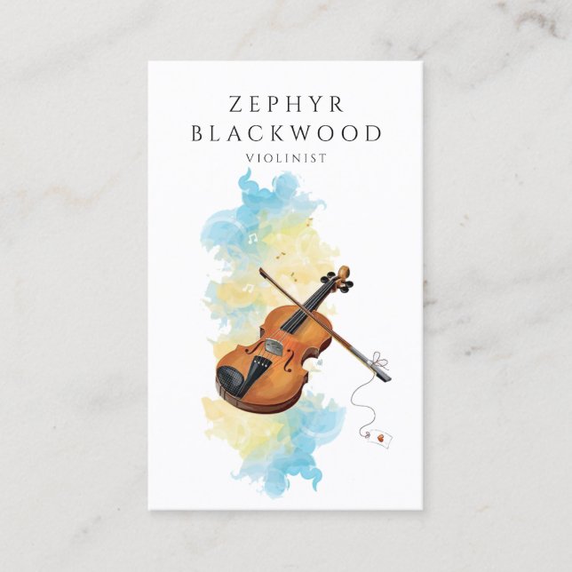 Professional Violinist And Violin Music Teacher Business Card (Front)