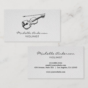 Professional Violinist Violin musical Black White Business Card