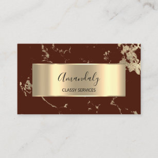 Professional VIP Gold Abstract Marble Maroon Bronz Business Card