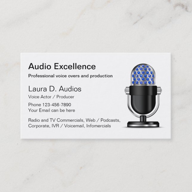 Professional Voice Over Actor Business Cards (Front)