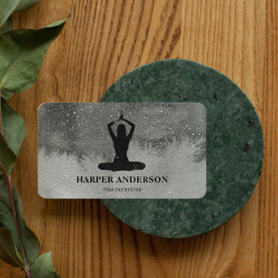 Professional Watercolor Black Yoga Instructor Business Card