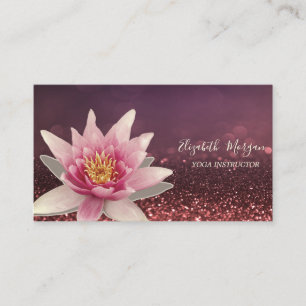 Professional Watercolor Lotus Yoga Bokeh Business Card