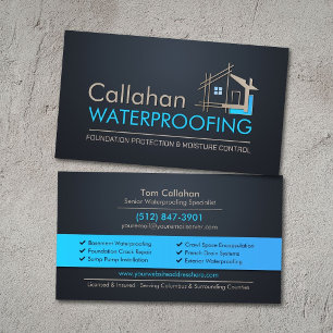Professional Waterproofing Services Contractor Business Card