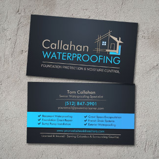 Professional Waterproofing Services Contractor Business Card