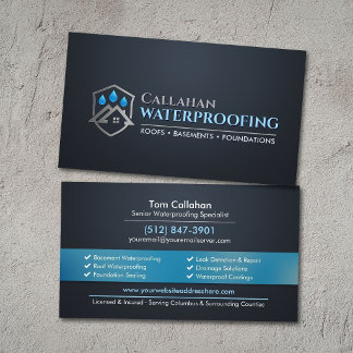 Professional Waterproofing Services Contractor Business Card