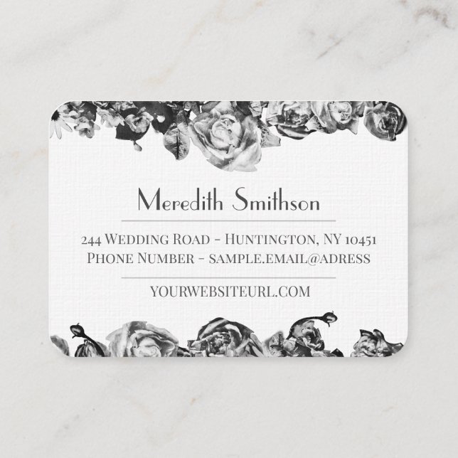 Professional Wedding Planner Elegant Black & White Business Card (Back)