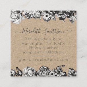 Professional Wedding Planner Elegant Rustic Floral Square Business Card