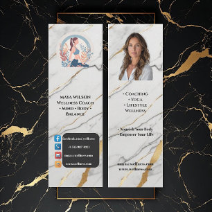 Professional Wellness Coach Photo Black White Logo Mini Business Card