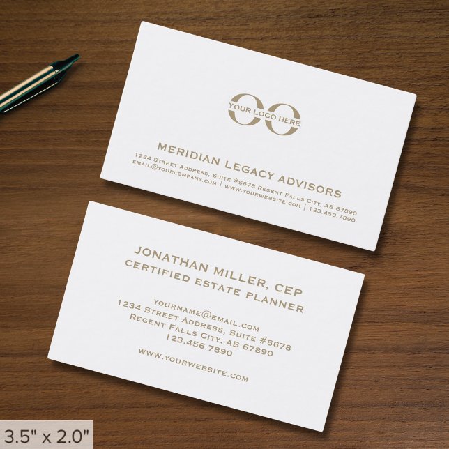 Professional White and Gold Business Card (Creator Uploaded)