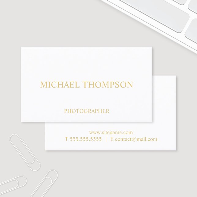 Professional White and Gold Business Card (Creator Uploaded)