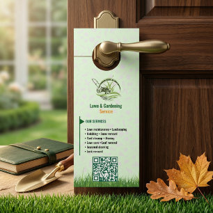 Professional White and Green Lawn Care Door Hanger